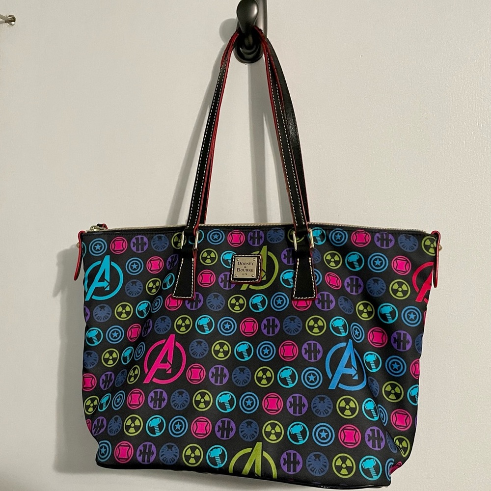 Marvel Edition Dooney & Burke black nylon half satchel